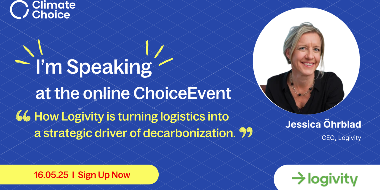 Jessica Öhrblad, CEO Logivity, at ClimateChoice Events #85