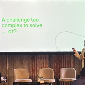 Jessica Öhrblad, Logivity CEO and Alexander Berg, Logivity Head of Sales & Business Development on stage at Logistik & Transport fair in Gothenburg, Sweden, November 2025